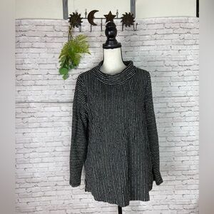 Habitat Wearable Art Black and White Vertical Striped Cotton Sweater